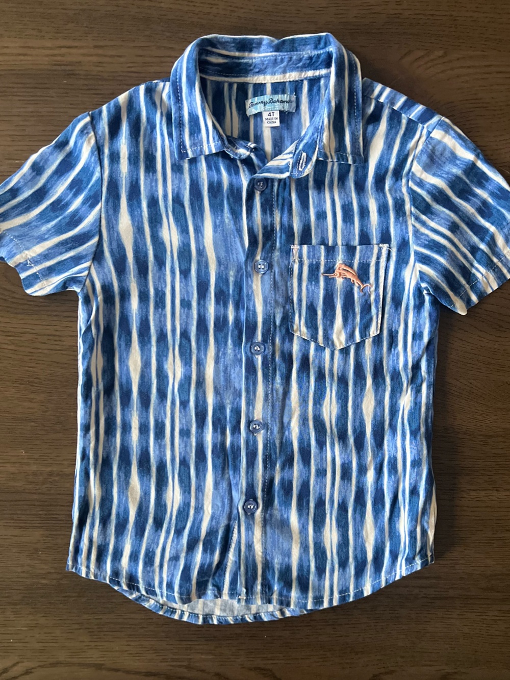 Tommy Bahama Short-Sleeve Blue Stripe Button-Up Shirt 4T